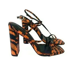 Orange & Black /High Heels Sandals/ Size Us 7